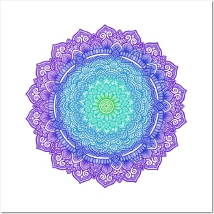 Shades of Blue Mandala Posters and Art